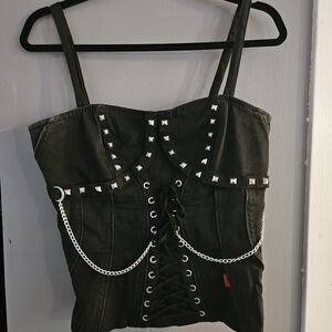 RARE Tripp NYC Black Corset with Studs and Chains